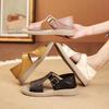 2025 Summer New Thick-soled Open-toed Sandals Female Mother One-word Buckle Comfortable Casual Flat-soled Hollowed-out Sandals