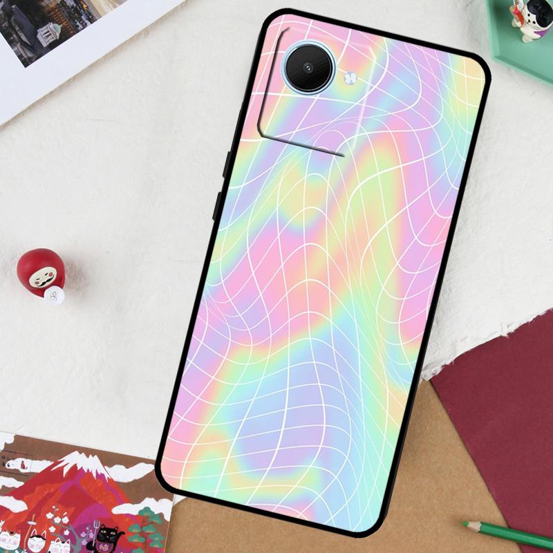 Wavy Grid For Realme GT 7 Pro GT 6 5 6T 10 11 12 13 14 Pro Plus C61 C53 C51 C21Y C25S C75 C55 C67 Case