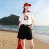Sancai Plus Size High Waist Wide Leg Denim Shorts