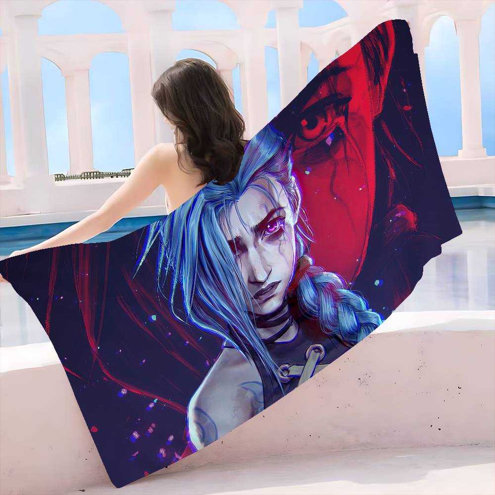 Couverture en Microfibre Dessin Animé Arcane J-Jinx Séchage Rapide Serviettes de Plage Impression Surdimensionnée Super Absorbant Serviette Couverture de Piscine