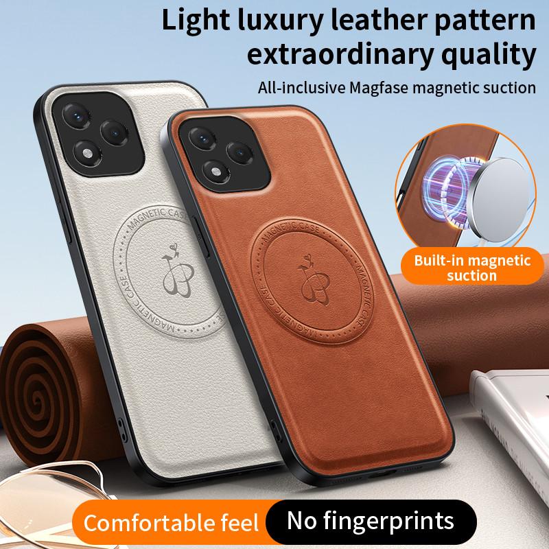 Wireless Charging Magnetic Case for Honor 400 Lite 5G Protective Cover PU Leather Hard Back Shell Coque