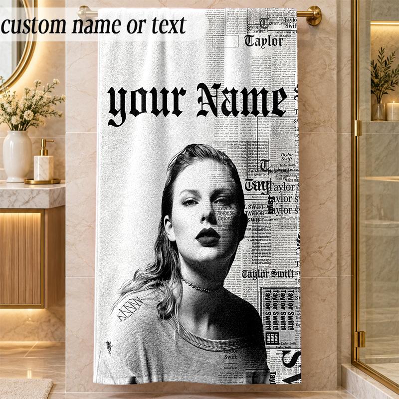 Beach TowelTaylor Swift Custom Name Text Personalized Soft Towel for Beach Pool Indoor Home Decor Gift