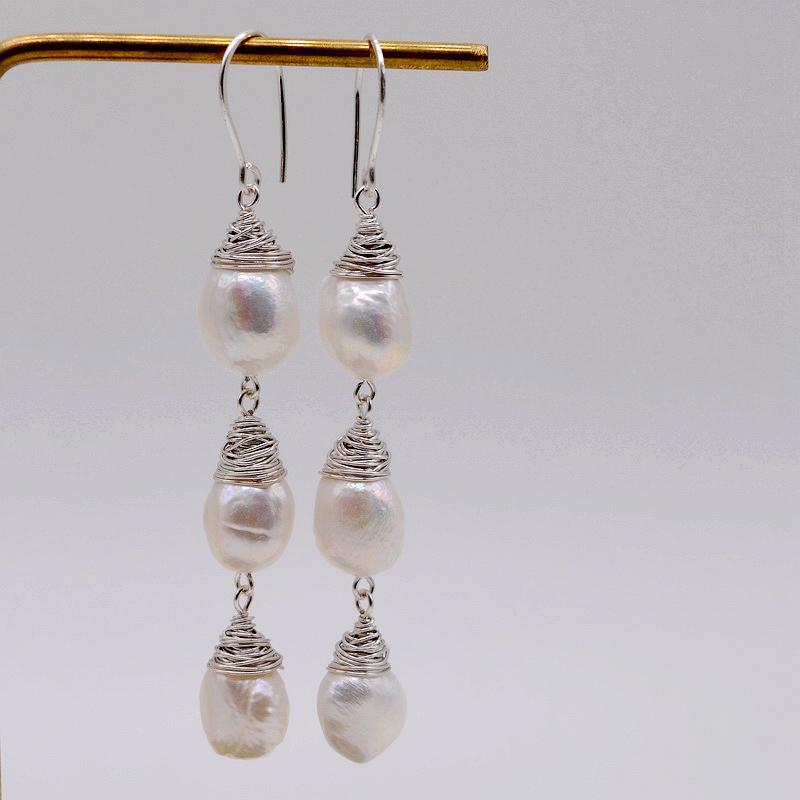 

Длинные серьги с жемчугом, натуральный белый жемчуг, золотые/серебряные серьги, винтажные длинные серьги в стиле барокко, женские свадебные украшения 9-10mm