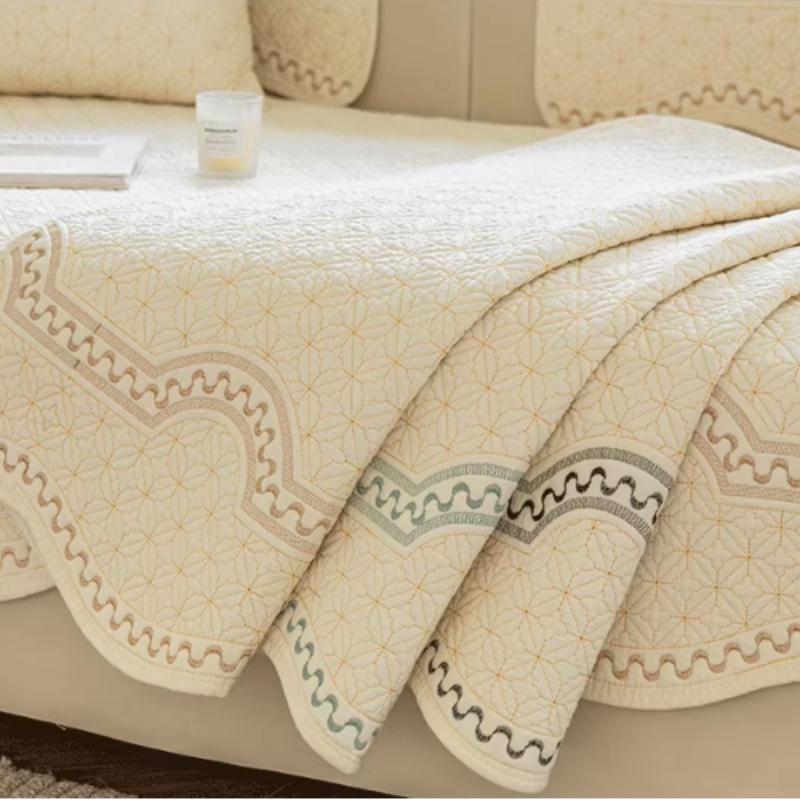 Pure Cotton Sofa Cushion Four Seasons Non-slip L-shaped Sofa Towel Dust-proof Durable Sofa Seat Cover for Living Room