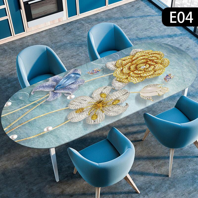 1pc Waterproof Oval Table Cover Oil-Proof Elastic Kitchen Dining Party Tablecloth Table Covers Outdoor Courtyard Home Decor