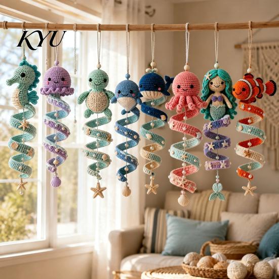Ornamenti Appesi per Albero di Natale Tema Oceano Kit Uncinetto a Spirale, Arte Decorativa Fai da Te, Kit per Principianti Assemblaggio Facile Artigianato per la Casa