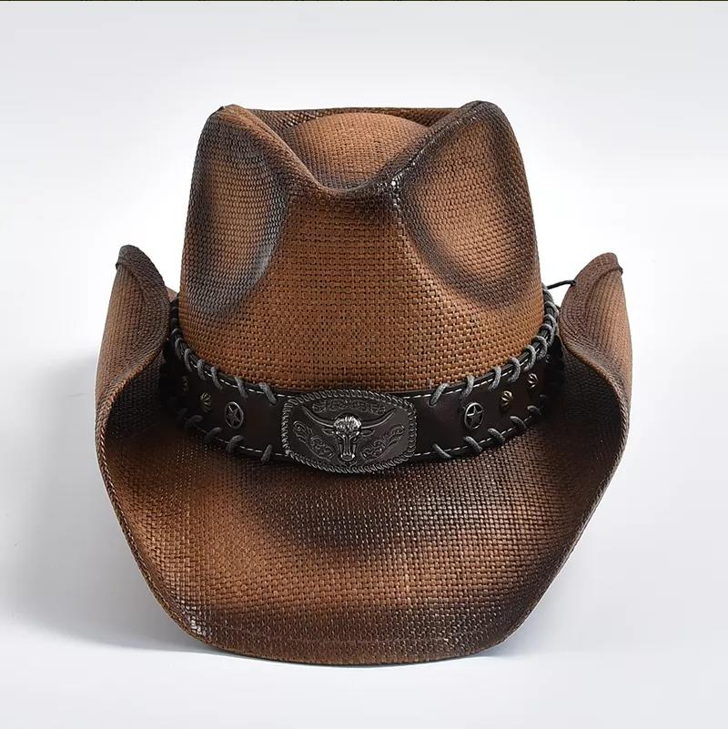 Light Color Cowgirl Hats For Women Straw Cowboy Hat Western Beach Straw Sun Hat With Shapeable Brim For Coastal Cowgirl Men Hats