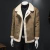 Men's Hong Kong Style PU Leather Fur-Lined Jacket