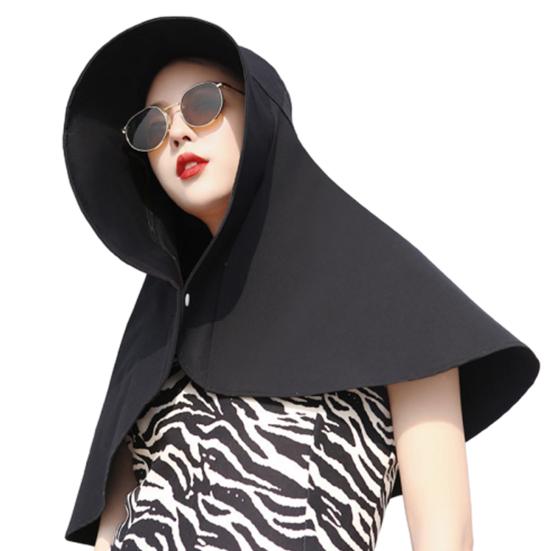 Sun Protection Hat with Large Brim Solid Color Friendly to Skin Quick-Drying Moisture-Wicking Fabric Breathable Cooling Hoodie Hat