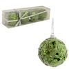 Set of 4 Green Styrofoam Baubles with Sequins 6 Cm - Christmas Decoration