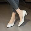 Fashion Women Pumps Spring New Fashion Single Shoes Pointed Toe Casual Solid Chunky Middle Heel Women's Shoes Commuter Work Heels Women