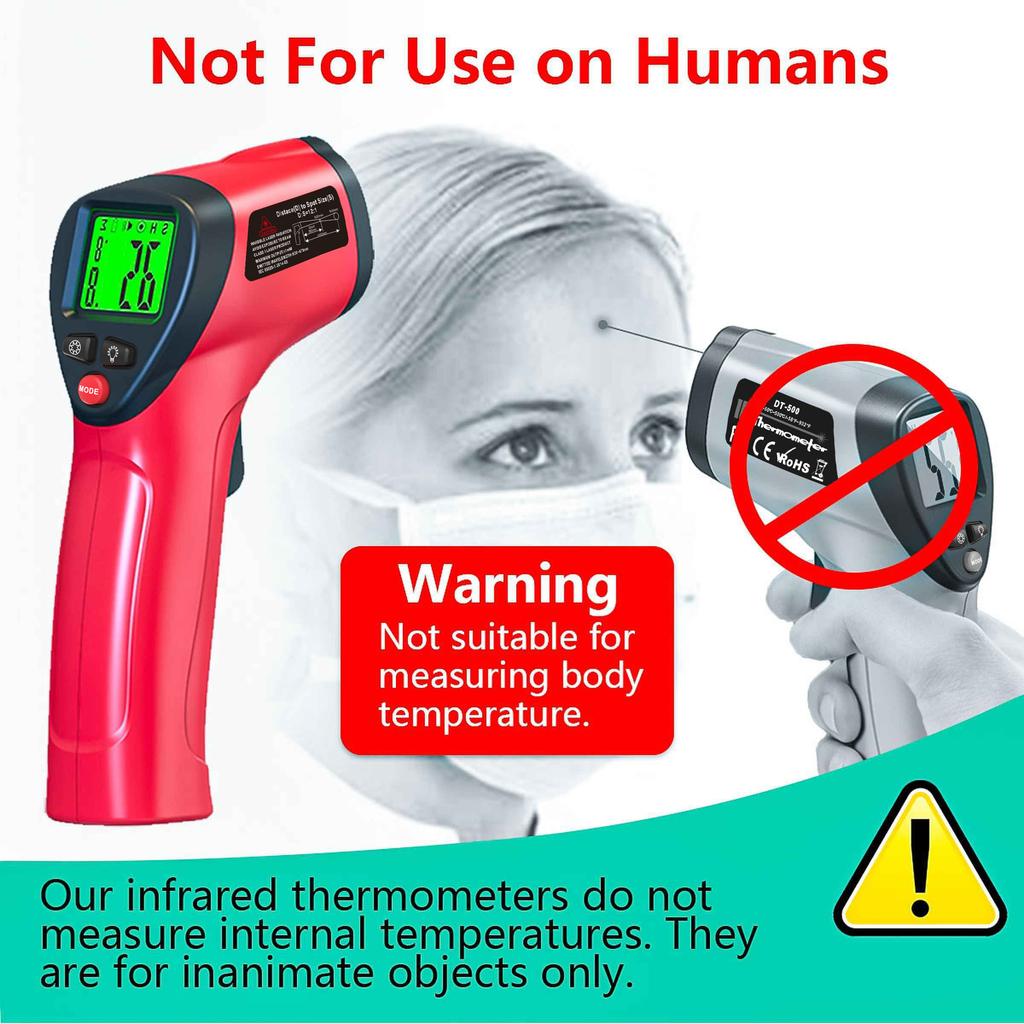 Infrarot-Thermometerpistole -50~500°C Berührungslos Laser-Temperaturpistole Handheld-Temperatursensor Messen Digitales Pyrometer LCD-Hintergrundbeleuchtung