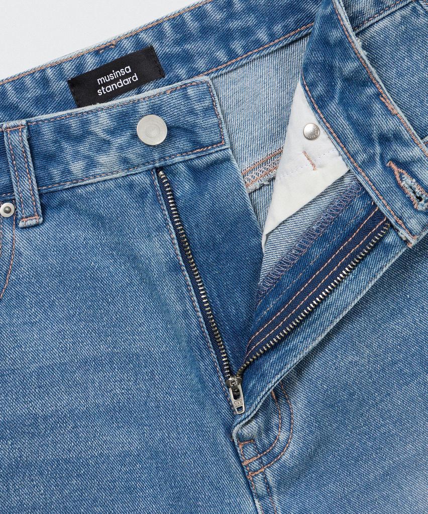 MUSINSA STANDARD WOMAN Women'S Big Brush Wide Bermuda Denim Pants [Light Indigo]