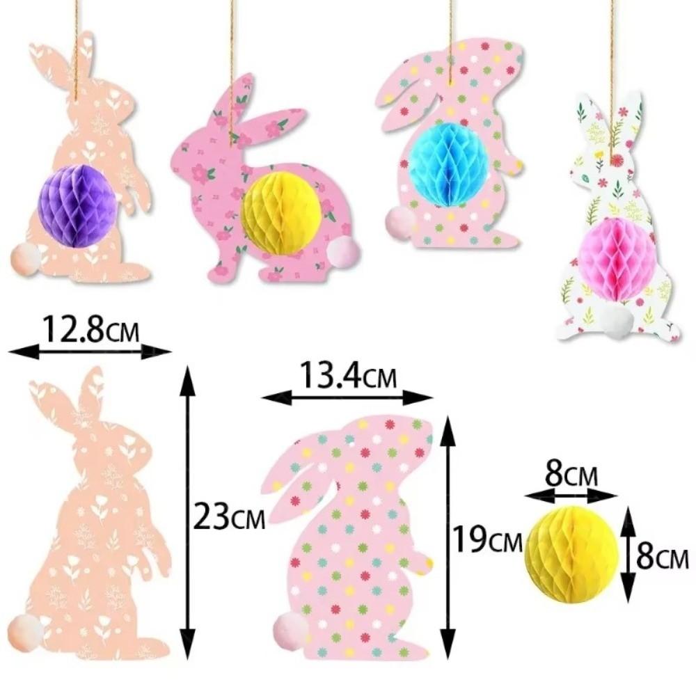4Pcs 3D Honeycomb Paper Decoration Colorful Design Easter Ornament Hanging Paper Decoration Handmade Paper Egg Ball