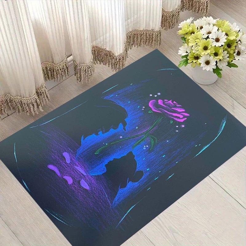 1pc beauty and the beast Pattern Carpet Area Rug Non slip Carpet Hand Washable Floor Mat Suitable For Living Room Bedroom Home Decor Room Decor
