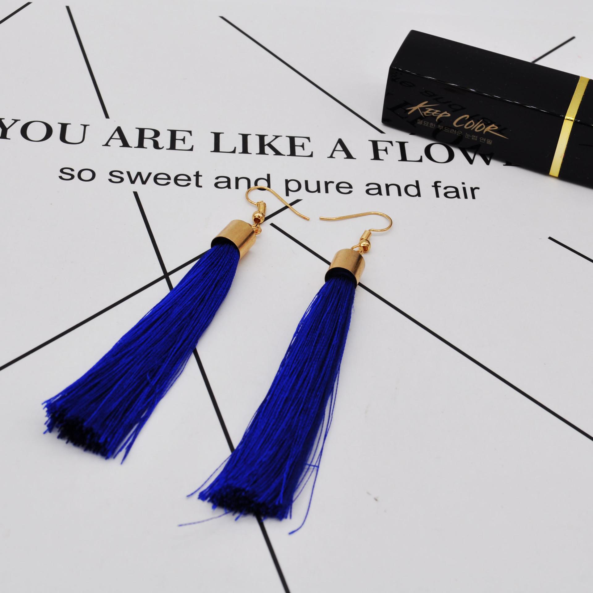 

Accessories, Ethnic Jewelry, Cotton Wool Fringed Earrings, Minimalist Fashion Accessories сапфировый