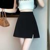 Irregularly Split Black Skirt Women's Summer Medium and Long A-shaped Skirt Safety Pants High Waist Short Skirt Skirt