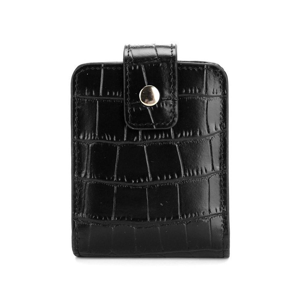 Simple PU Leather Crocodile Pattern Korean Style Lipstick Bag With Mirror Portable Mini Makeup Bag Storage For Women