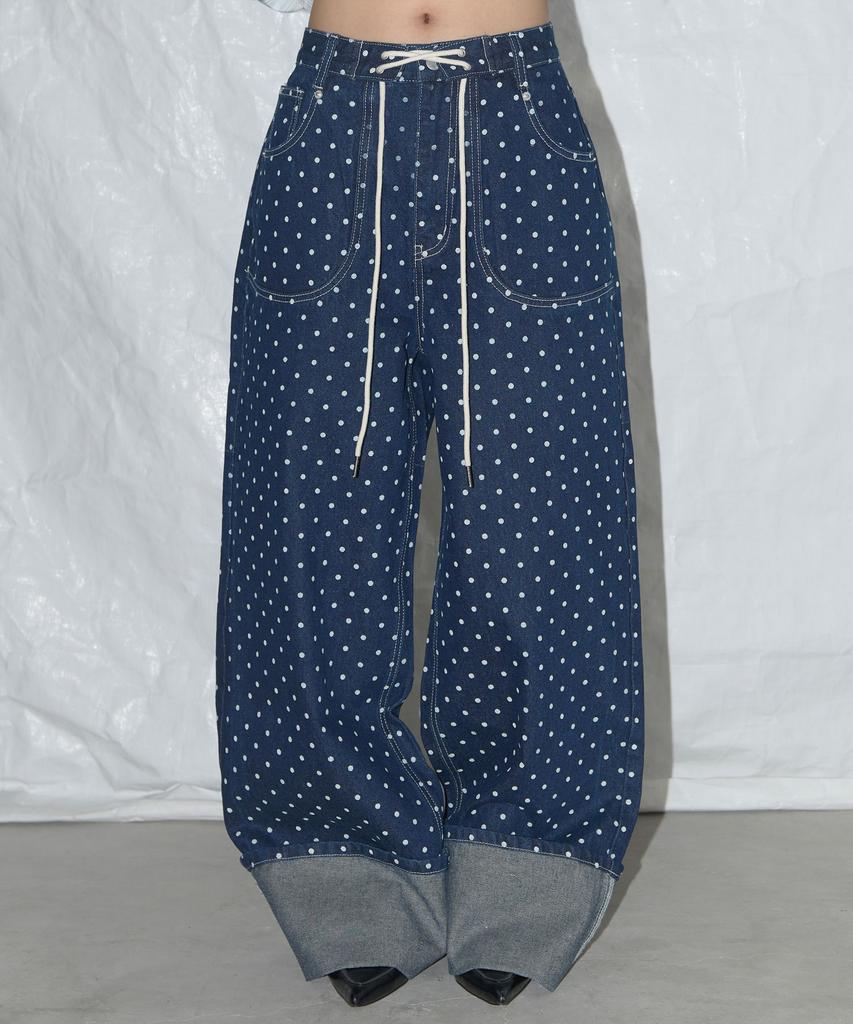 FANCY CLUB String Dot Roll-Up Pants (Blue) F25Qd890