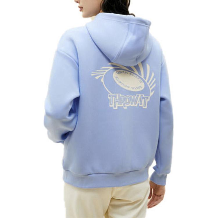 Anta Printed Letter Zipper Hoodie Women Hoodies Eiffel-Blue 162318702-4