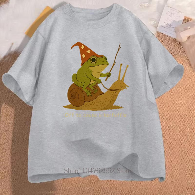 

Magic Frog Cartoon Print Tshirts Unisex Women Clothing Summer Vintage Casual Fashion Oversized ONeck Short Sleeve Tops Tshirts S