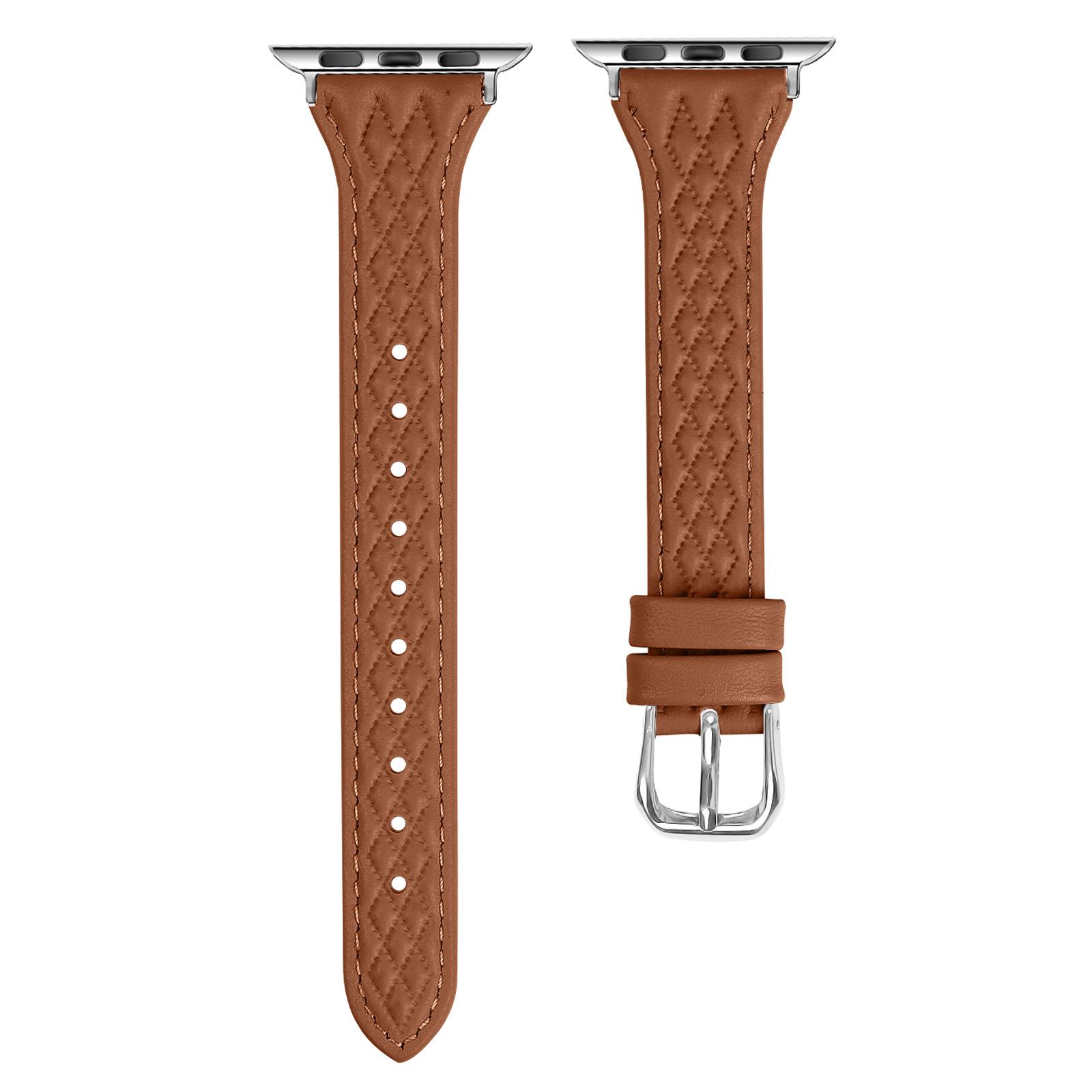 

For Apple Watch 10 46mm/Ultra 2/Ultra 49mm/9 8 7 45mm/SE (2023) SE (2022) SE 6 5 4 44mm/3 2 1 42mm Top-Layer Cow Leather Watch Strap Brown