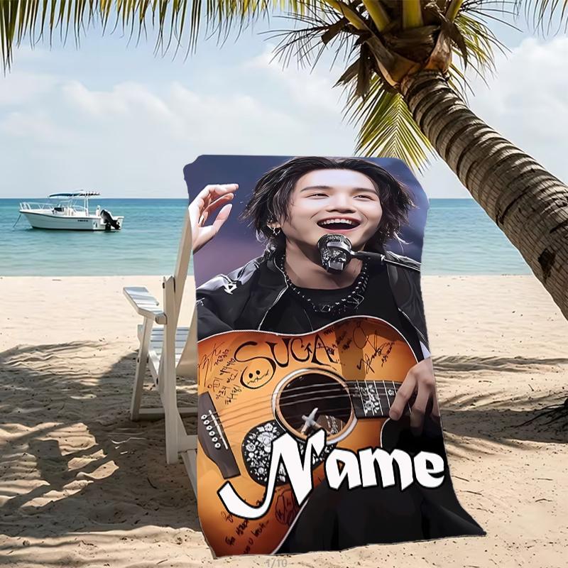 Customizable personalized beach towels Jimin themed designs.Suitable for the beach, yoga, sports;ideal as beach accessories