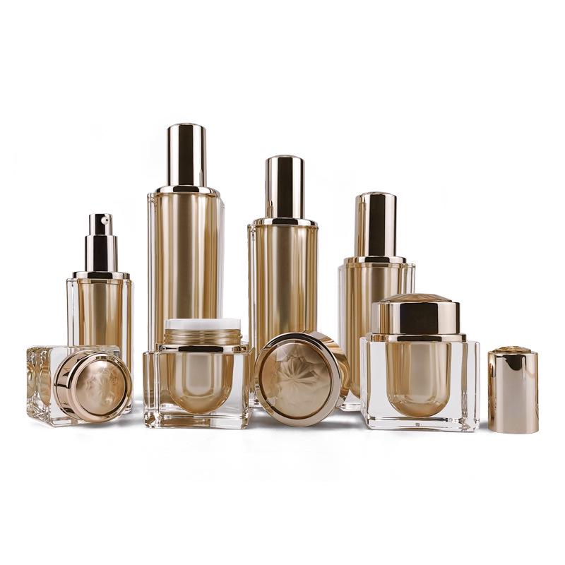 Diamond Square Acrylic Spray Bottle - Gold High-End Cosmetic Container