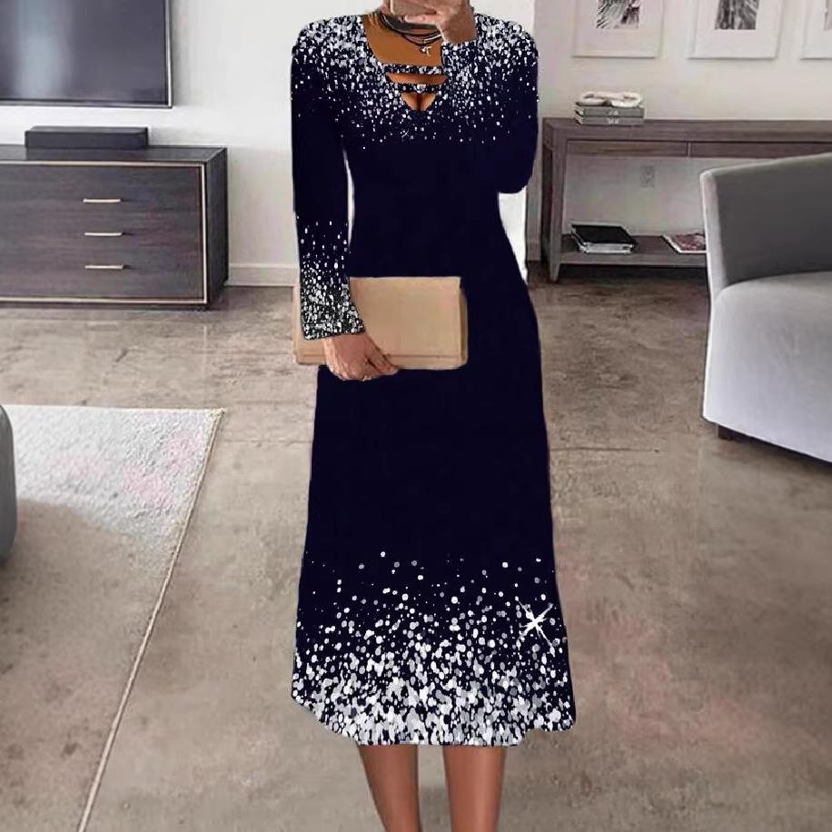 Long-sleeved v-neck new dress women's clothing