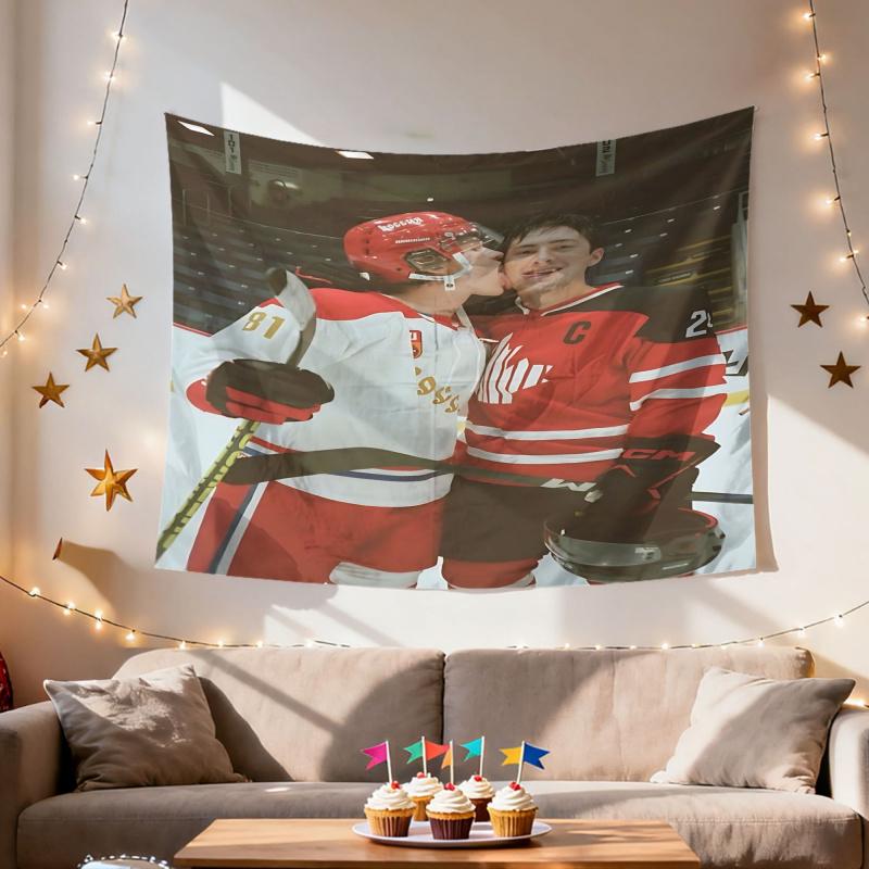 Ice Hockey Showdown Tapestry Heated Rivalry Theme Poster Wind Sports Fan Decoration Living Room Room Decoration