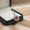 925 Sterling Silver Luxury Design Round Red Zircon Necklace Wedding Anniversary Party Gift