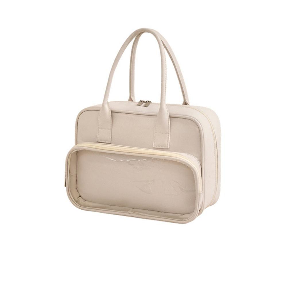 Einfarbige Hand-Kosmetiktasche Große Kapazität Kulturtasche Einfache Make-up-Tasche Damen