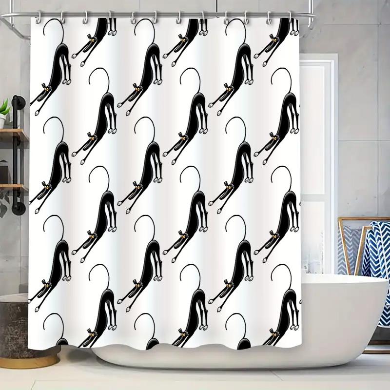 

Cat Shower Curtain Cute Kitten Bathroom Decor Farmhouse Style Pet Lover Gift Washable Fabric Home Decor Modern Artistic Design 90x180cm