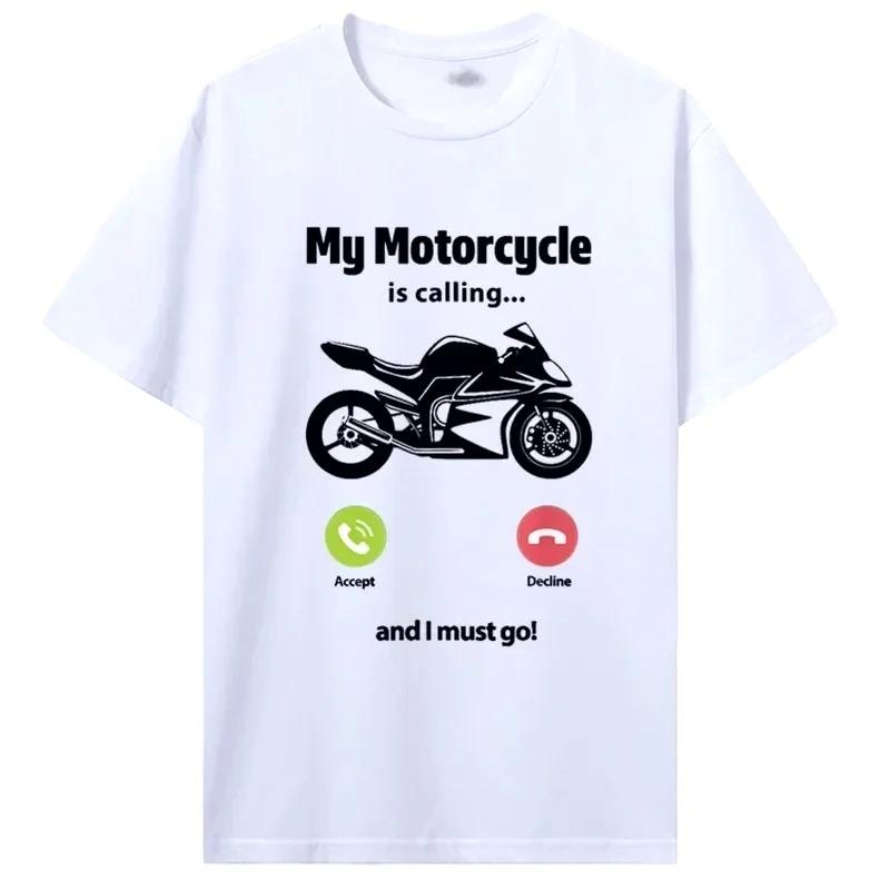 

Funny My Motorcycle Is Calling And I Must Go Graphic T Shirt Unisex Women Summer Short Sleeve Casual Biker Gift Unisex Street Tops S