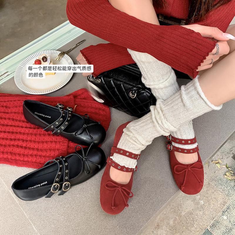 New foot cover one pedal shallow mouth lazy shoes round head low top women's single shoes beef tendon soft sole four seasons wear leather shoes women
