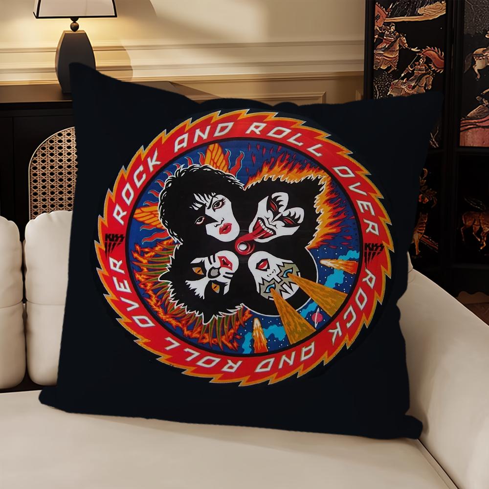 Rock Kiss Band Music Pillow Case Sofa Living Room Bedroom Headboard Backrest Cushion Square Cushion Nap Time