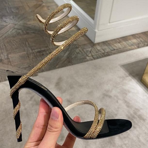 

Стразовий Зміїний Пояс, Сандалі на Тонких Підборах з Відкритим Носком, Жіночий Європейський та Американський Стиль, Кільце, Високі Підбори 39