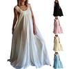 Women Casual Maxi Dress Boho Tassels Sleeveless Crew Neck Beach Sundress Summer Flowy Cocktail Party Dress