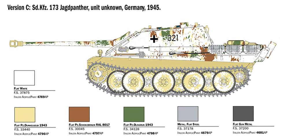 PLATZ Italeri WWII German Jagdpanther Winter Gear Tank Crew Plastic Model Kit IT6564 1/35 Sd.Kfz.173 (5 Figures) (Tank)
