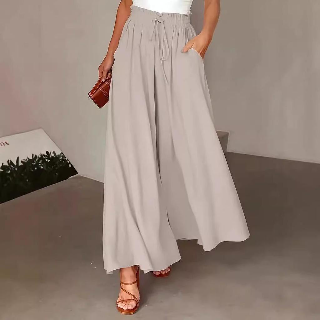 2024 Polka Dot Wide-Leg Culottes with Elastic Waist for Women - Spring/Summer Collection