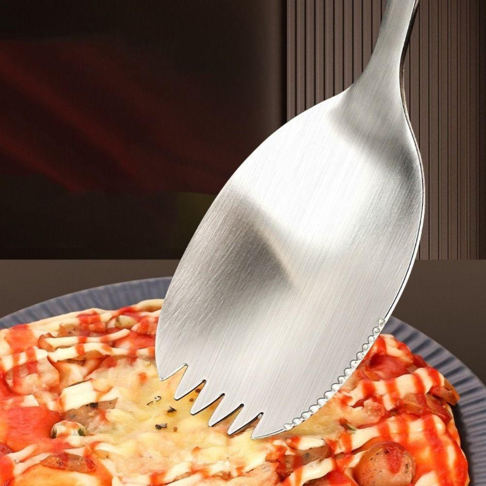 Long Handle Integrated Spoon Fork Stainless Steel Pasta Fork Serving Soup Spoon  Picnic