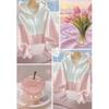 Pink and white splicing with hooded knitted cardigan sweater women's new seasonal Korean atmosphere top