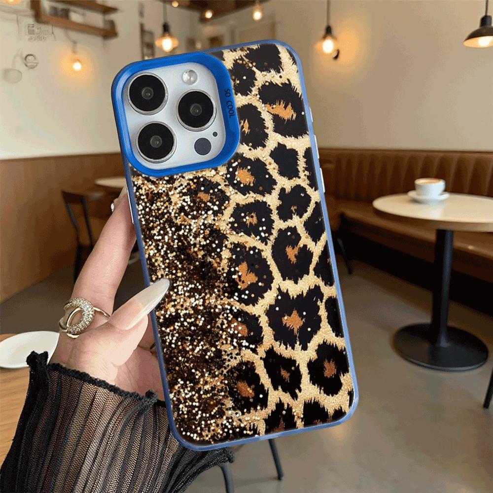 Golden Leopard Print with Glitter Hard Phone Case for Xiaomi Redmi Note 15 14 13 12 11 Pro Plus Shockproof Protective Cover