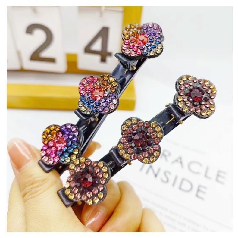 2/4/8Pcs Sparkling Crystal Stone Braided Hair Clips Girls Fashion Women Hair Clips for Thin Thick Curly Hair Small Hair Braid Clips for Home