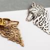 Men Nordic Retro Stick Black Bronze Viking Shirt Accessory Brooch Wolf Head Badge Lapel Pin