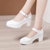 Women's High Heel Shoes Genuine Leather Pumps Platform Mary Jane Shoes Women Office Work Shoe Women's Wedding Shoes 32-43