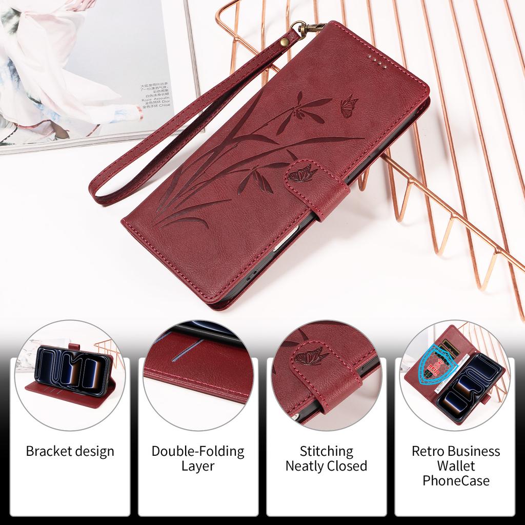 For iPhone 17 Flip Case for iPhone 16 15 14 Plus 13 12 17 Pro Max 17E 16E Cases Flower Leather Wallet Back Cover Card Holder