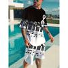 Fashionable Men's Sportswear Suit Summer Casual Breathable Fresh Short Sleeve Shorts Street Guitar Pattern 3D Print Suit
