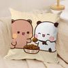 Panda B-Bubu D-Dudu Cushion Cover Silky Short Plush Double-Sided Printed Pillow Case For Sofa All Seasons Home Decor Gift