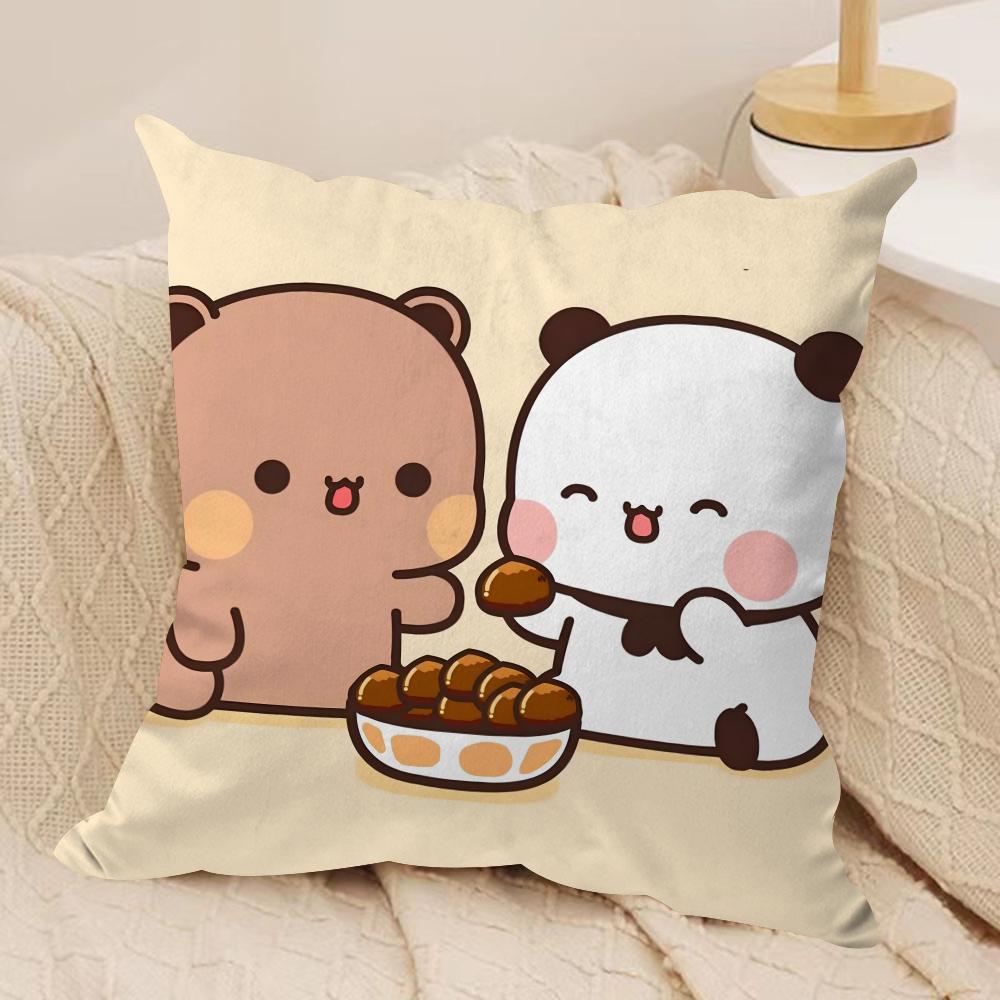 Panda BBubu DDudu Cushion Cover Silky Short Plush DoubleSided Printed Pillow Case for Sofa All Seasons Home Decor Gift 30x30cm